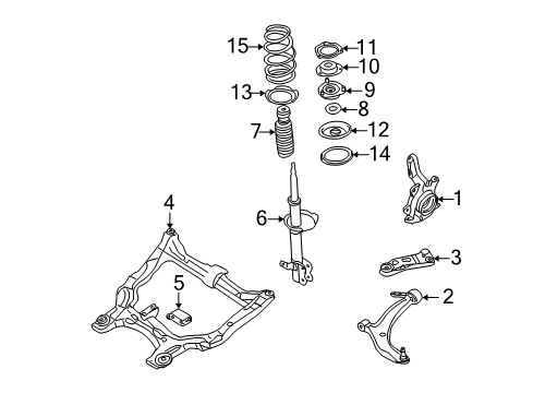 2006 Nissan Altima Front Suspension Components, Lower Control Arm, Stabilizer Bar STRUT Kit Front RH Diagram for E4302-ZB70A