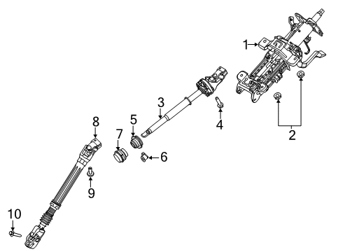 2022 Ford Police Interceptor Utility Steering Column Assembly Column Assembly Diagram for L1MZ-3C529-A