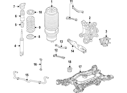 2021 Jeep Grand Cherokee L Rear Suspension, Lower Control Arm, Ride Control, Stabilizer Bar, Suspension Components Spring-Rear Coil Diagram for 68375289AB