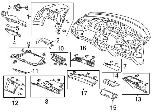 2012 Honda CR-Z Cluster & Switches, Instrument Panel Garnish, Switch *NH643L* (LIGHT GRAY) Diagram for 77302-SZT-G01ZA