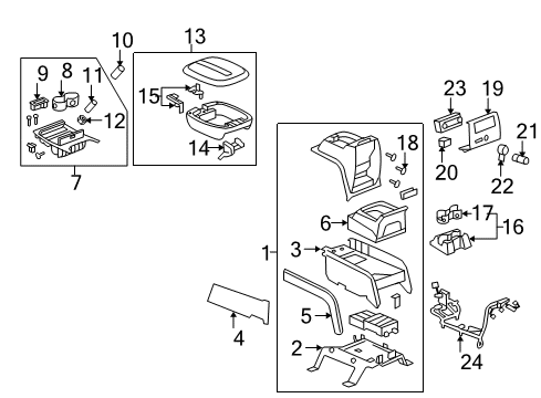 2011 Cadillac Escalade Center Console Compartment Asm-Front Floor <See Guide/Bfo> *Ebony Diagram for 22889132