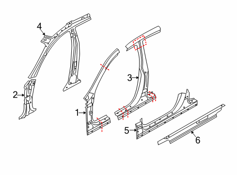 2015 Kia K900 Center Pillar & Rocker, Hinge Pillar Panel Assembly-Side SILL Diagram for 651813T200