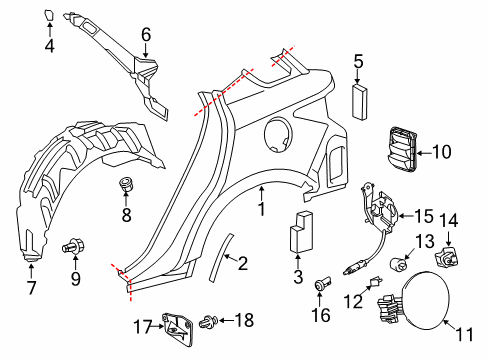 2011 Lexus CT200h Fuel Door Liner, Rear Wheel Housing Diagram for 65638-76011