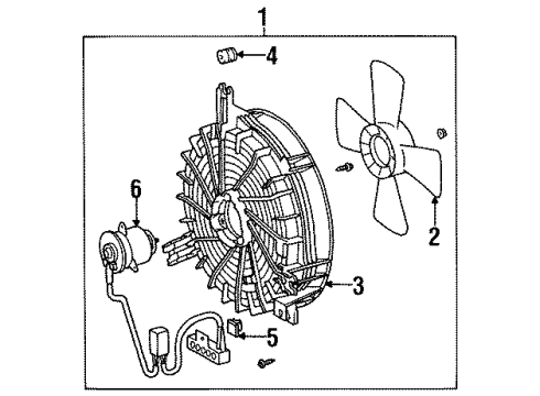 1996 Lexus LS400 A/C Condenser Fan Shroud, Fan Diagram for 88454-50050