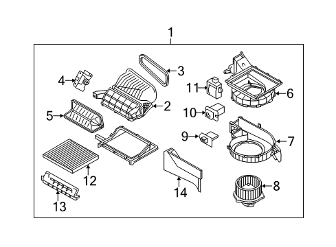 2014 Kia Sorento Blower Motor & Fan Cover Assembly-Air Filter Diagram for 971291U000
