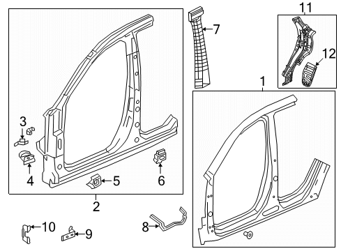 2019 Acura RDX Aperture Panel Stiffener R, Quarter Pillar Out Diagram for 63236-TJB-A00ZZ