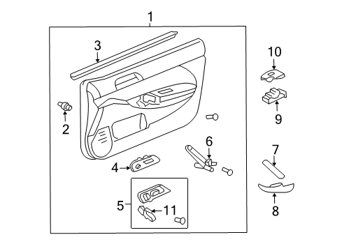 2002 Honda Civic Door & Components Weatherstrip, L. FR. Door (Inner) Diagram for 72375-S5S-E01