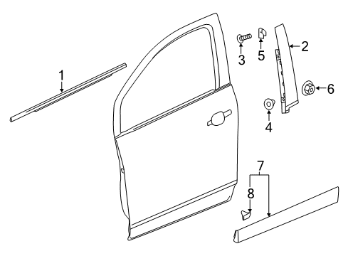 2020 Buick Envision Exterior Trim - Front Door Lower Molding Diagram for 84257190
