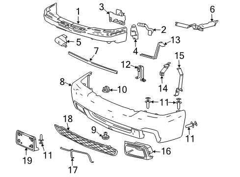 2006 Chevrolet Silverado 1500 HD Front Bumper Filler Diagram for 89044506