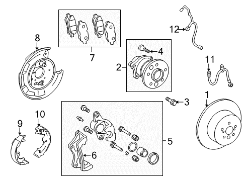 2011 Toyota Venza Rear Brakes Park Brake Shoes Diagram for 46550-0E010