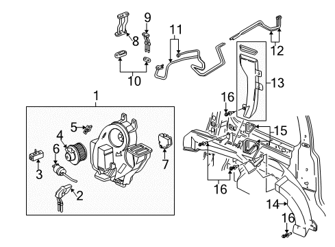 1999 Pontiac Montana A/C Evaporator & Heater Components Module Asm-A/C Evaporator & Blower Diagram for 10442771