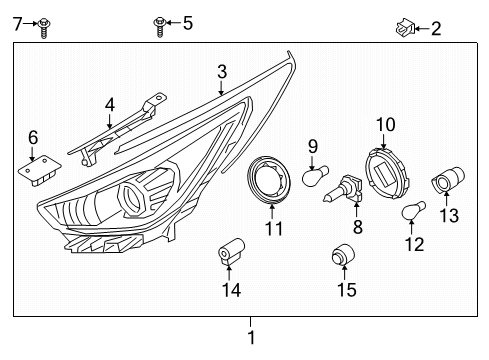 2018 Kia Niro Headlamps Passenger Side Headlight Assembly Diagram for 92102G5220