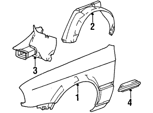 1984 BMW 325e Fender & Components, Exterior Trim Cover, Wheel Housing, Front Right Diagram for 51711942808
