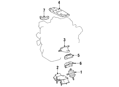 1991 Lexus LS400 Engine & Trans Mounting Member Sub-Assy, Engine Rear Mounting Diagram for 57255-50012