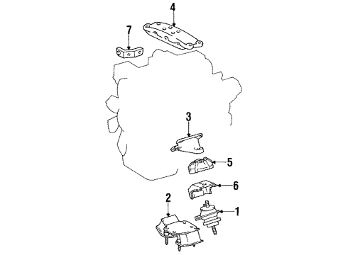 1994 Lexus LS400 Engine & Trans Mounting Insulator, Engine Mounting Front, Heat, RH Diagram for 12391-50020