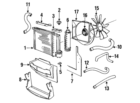 1991 BMW 318is Radiator & Components, Cooling Fan Cover Diagram for 17111712825