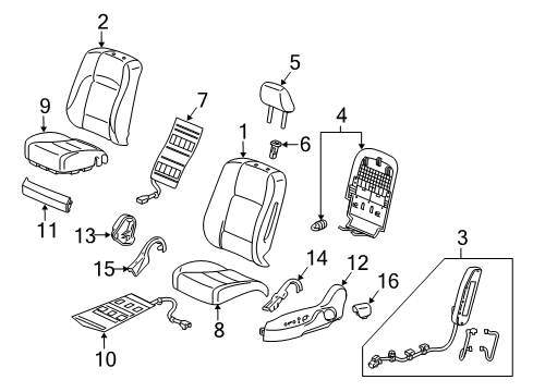 2011 Acura ZDX Heated Seats Heater, Right Front Seat Cushion Diagram for 81134-SZN-A01