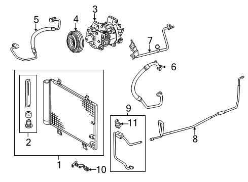 2020 Lexus IS300 A/C Condenser, Compressor & Lines CONDENSER Assembly Diagram for 88460-53140