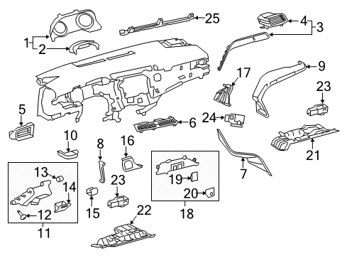 2020 Toyota Camry Cluster & Switches, Instrument Panel Lower Trim Panel Cushion Diagram for 55448-08020
