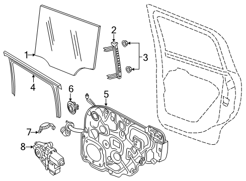 2021 Jeep Renegade Rear Door None-Door Glass Run Diagram for 68417438AA