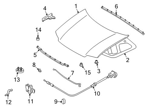 2007 Mercury Mariner Hood & Components Latch Diagram for 6L8Z-16700-B