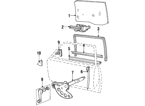 1985 Ford LTD Front Door Glass & Hardware Regulator Diagram for E9AZ-5423209-A