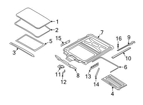 2005 BMW 745i Sunroof Spacer Holder Diagram for 54107193641