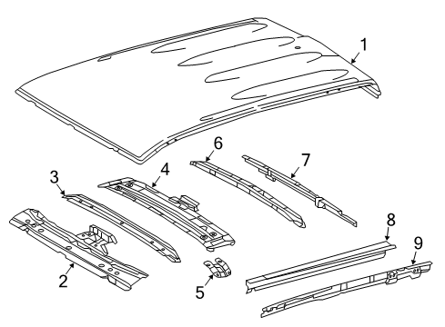 2021 Toyota Tacoma Roof & Components Rail Reinforcement Diagram for 61247-04050