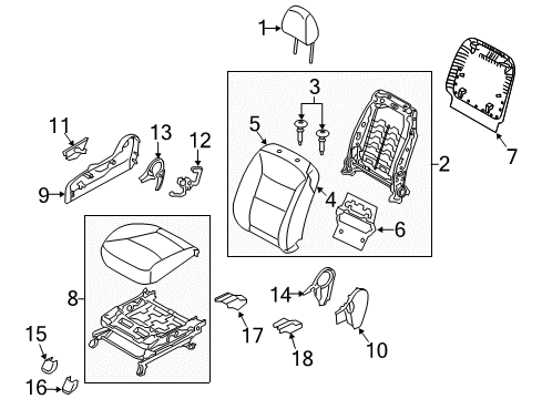 2013 Kia Sorento Passenger Seat Components Cushion Assembly-Front Seat Diagram for 882001U301LAC