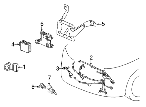 2022 Acura MDX Electrical Components - Front Bumper *39680-TZA-J01ZZ Diagram for 39680-TZA-J01ZE