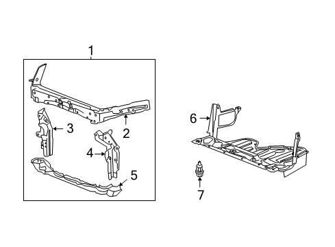 2009 Honda Accord Radiator Support, Splash Shields Frame Set, Front Bulkhead Center (Upper) Diagram for 04602-TA0-A00ZZ