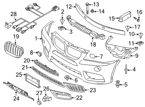 2013 BMW X3 Front Bumper Cover, Towing Lug, Front, Primed Diagram for 51118052086