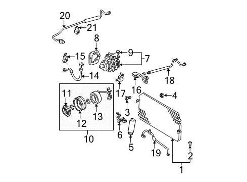 2002 Toyota Solara A/C Condenser, Compressor & Lines Suction Pipe Diagram for 88717-06060