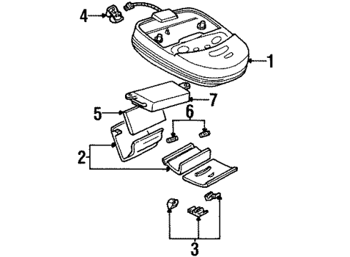 1998 Lincoln Continental Overhead Console Courtesy Lamp Diagram for F6OZ13C771AA