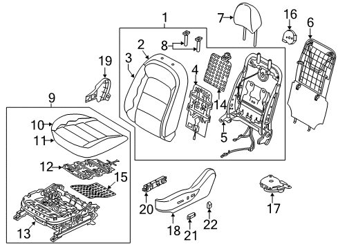 2016 Kia Forte Driver Seat Components Pad Assembly-Front Seat Back Diagram for 88350A7010