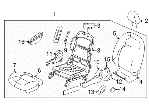2015 Nissan Versa Driver Seat Components Pad Front Seat Cushion Diagram for 87361-3AN0A