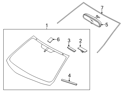 2012 Kia Rio Windshield Glass, Reveal Moldings Moulding-Windshield Glass Diagram for 861331W000