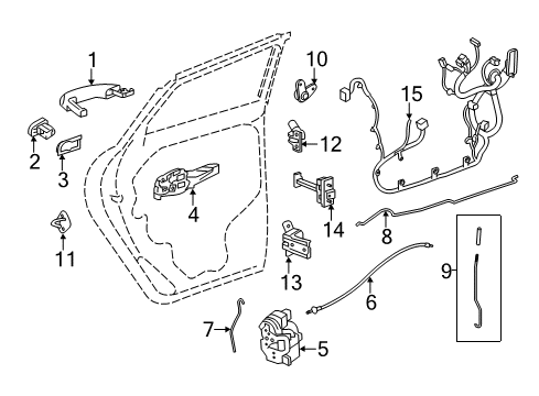 2014 Buick Encore Rear Door Lock Cable Diagram for 42541073