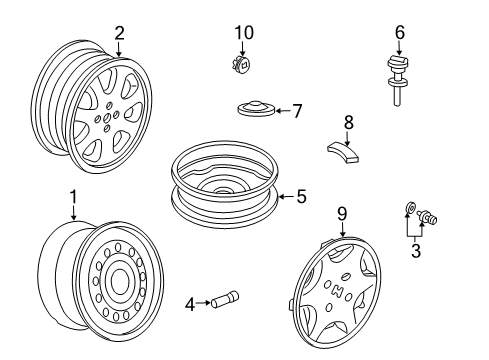 2004 Honda Civic Wheels, Covers & Trim Cap, Aluminum Wheel Center Diagram for 44732-S2G-000