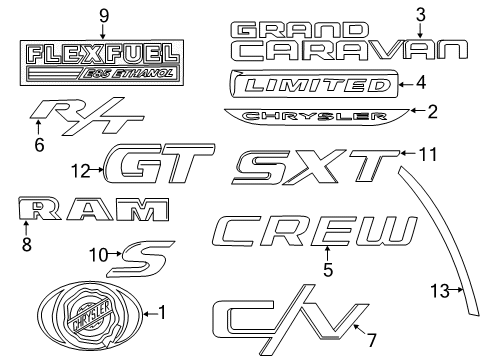 2014 Ram C/V Exterior Trim - Lift Gate Emblem-LIFTGATE Diagram for 68140032AA