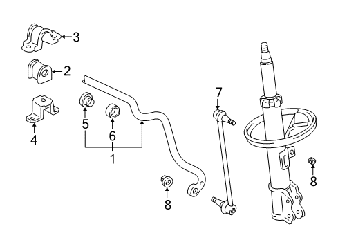 2001 Lexus RX300 Stabilizer Bar & Components - Front Stabilizer Bar Bolt Diagram for 91611-60822