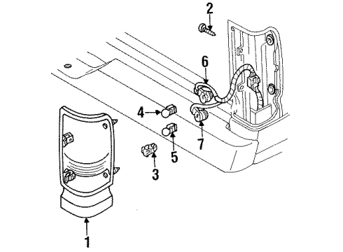 1997 Dodge Ram 1500 Tail Lamps Clip-Lamp Diagram for 6502831