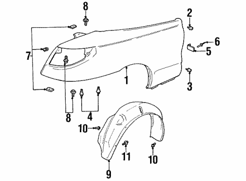 2000 Saturn SC1 Quarter Panel & Components Liner, Rear Wheelhouse Panel Diagram for 21124826