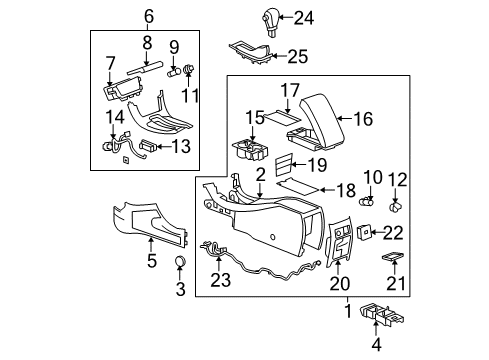 2008 Chevrolet Malibu Center Console Front Cup Holder Diagram for 25965478