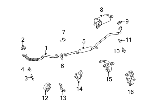 2002 Toyota Highlander Exhaust Components Center Pipe Bolt Diagram for 91512-81035