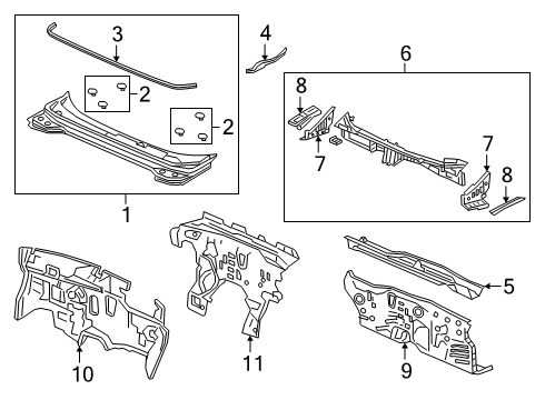 2022 Acura RDX Cowl Cover Left, Front Fender Diagram for 74270-TJB-A02