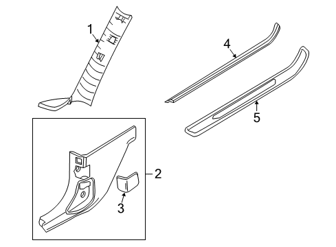 2008 BMW 128i Interior Trim - Pillars, Rocker & Floor Cover, Column A Right Diagram for 51436962890