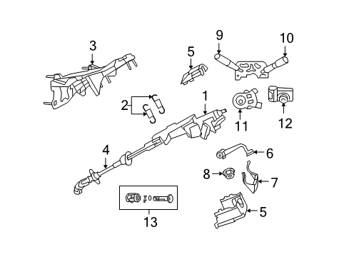 2009 Jeep Liberty Switches Steering Column Intermediat Shaft Diagram for 5057619AB
