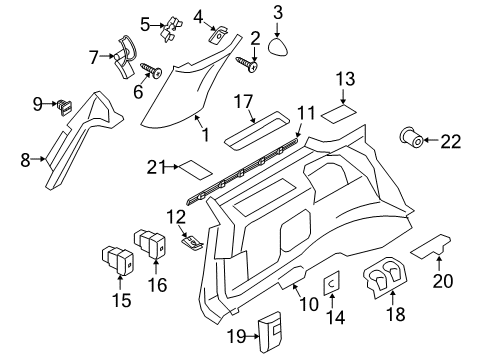 2008 Lincoln Navigator Power Seats Quarter Trim Panel Diagram for 7L1Z-4031013-BB