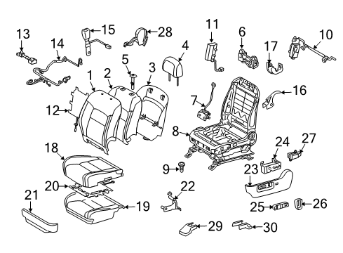 2018 Toyota Land Cruiser Driver Seat Components Side Panel Diagram for 71812-60370-C0